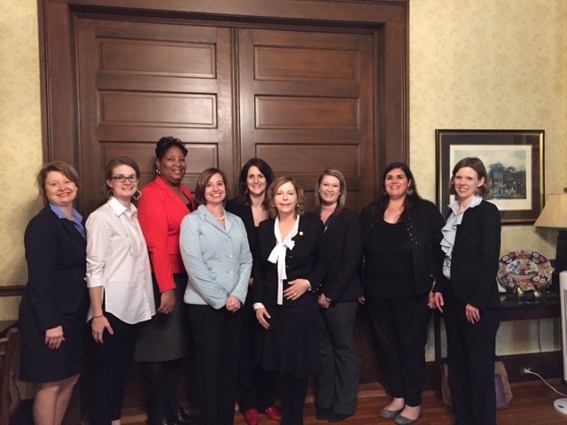 Members of the Georgia Association of Women Lawyers-Valdosta Chapter pose with Judge Barnes.
